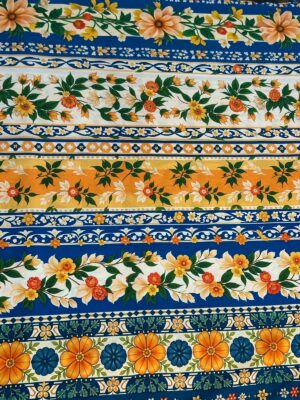 Tecido Tricoline Barradinho Floral Corte 50cmX1,50m