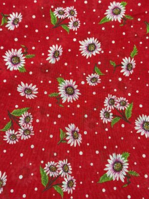 Tecido Chita Estampa Floral Fundo Vermelho 50cmx1,40m