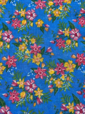 Tecido Chita Estampa Floral Fundo Azul 50cmx1,40m