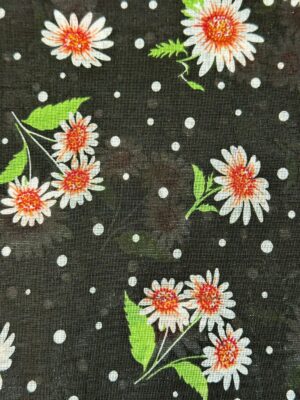 Tecido Chita Estampa Floral Fundo Preto 50cmx1,40m