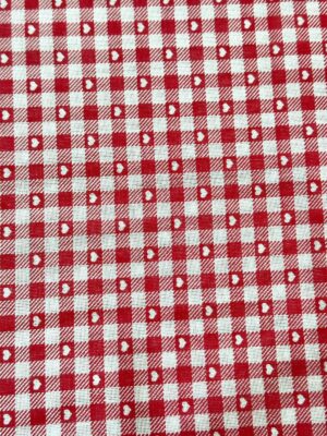 Tecido Chita Estampa Xadrez Vermelho de Coração 50cmx1,40m
