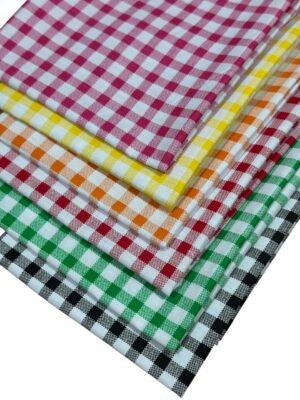 Tecido Tricoline Estampado Xadrez  Kit 6 Cortes 50cmx70cm